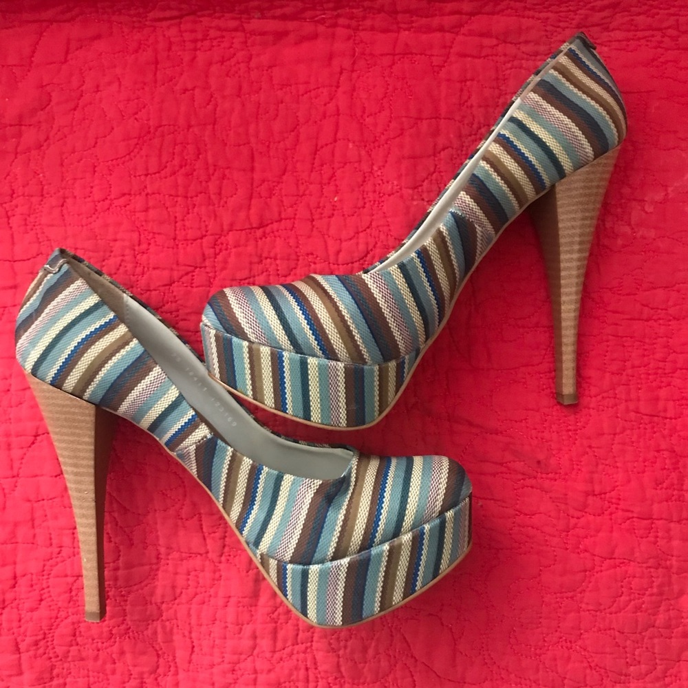 Frida Women’s Heels Shoes Striped Height 5.5” Sz 8